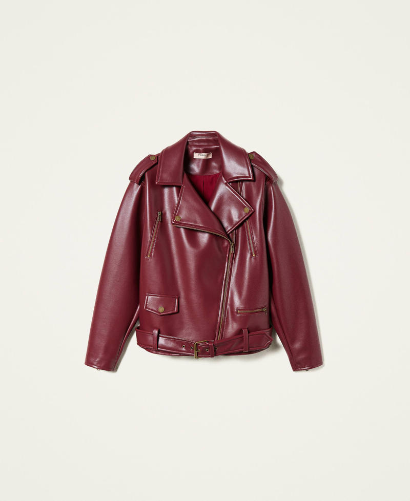 Leather-like biker jacket