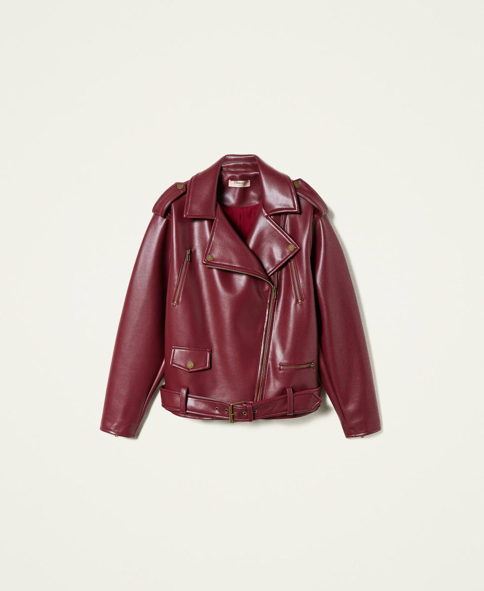 Giubbotto pelle rosso donna shop