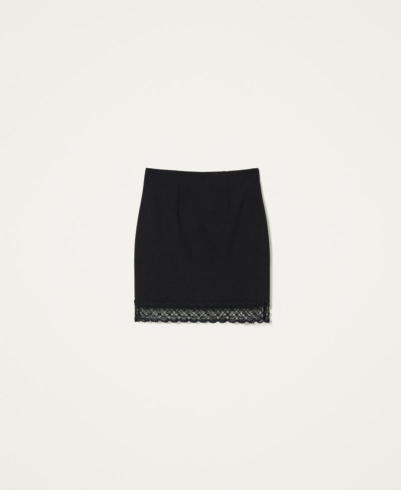 Mini-jupe avec dentelle macramé Noir Femme 222TP2313-0S