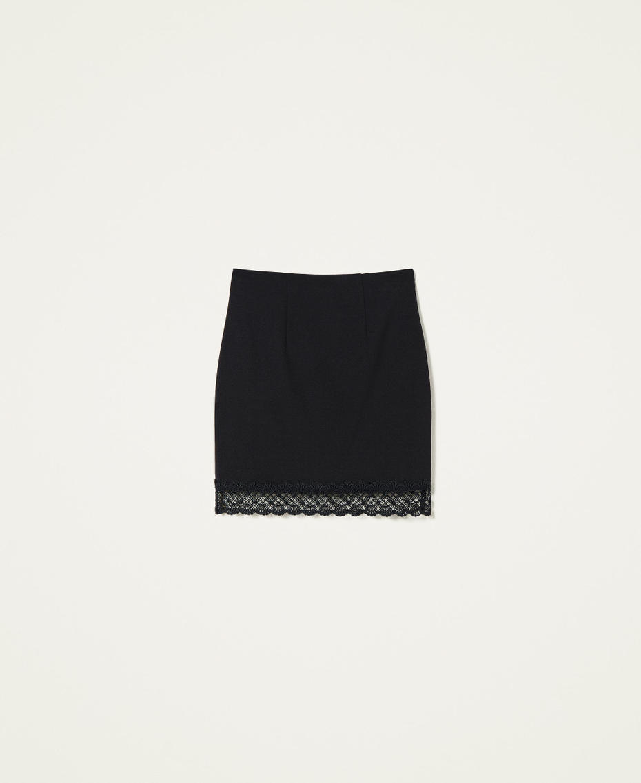 Minifalda con encaje macramé Negro Mujer 222TP2313_00006_S0