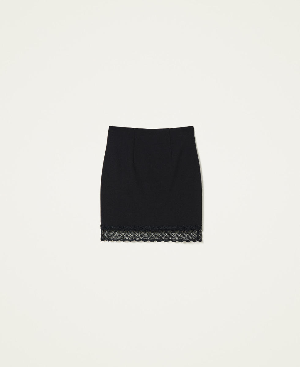 Macram lace mini skirt Woman Black TWINSET Milano