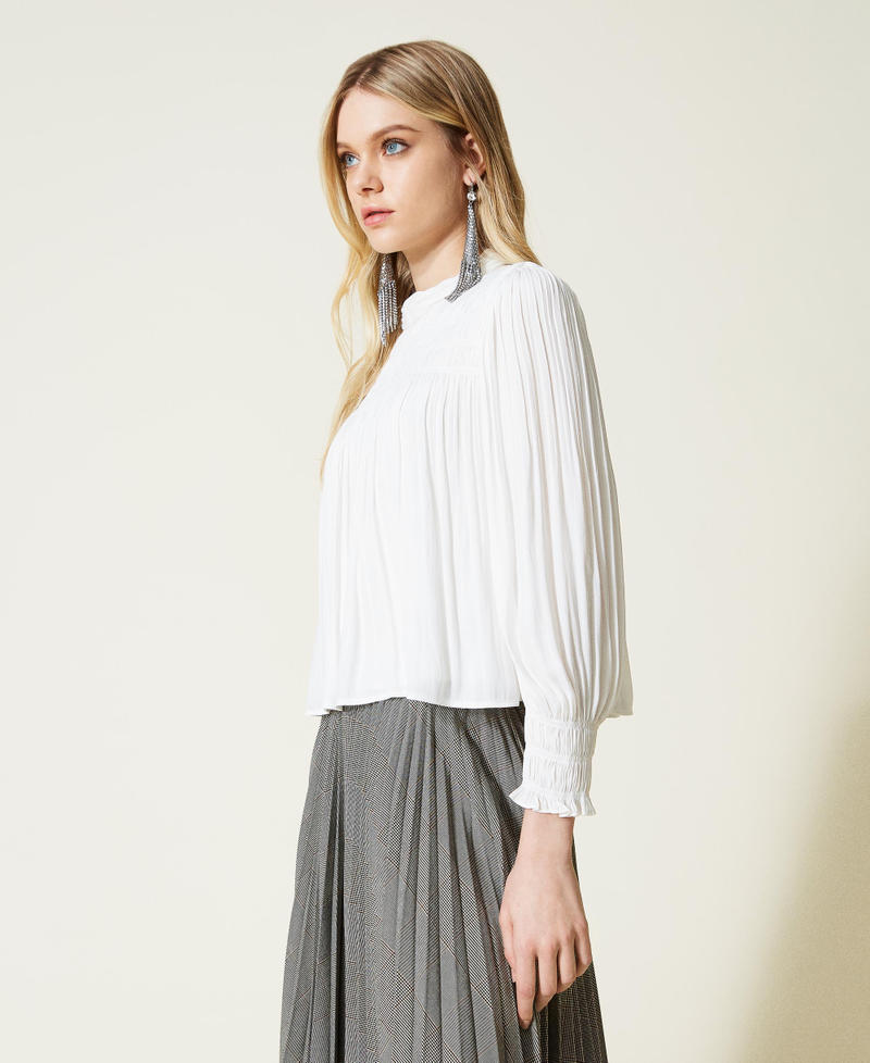 Pleated satin blouse