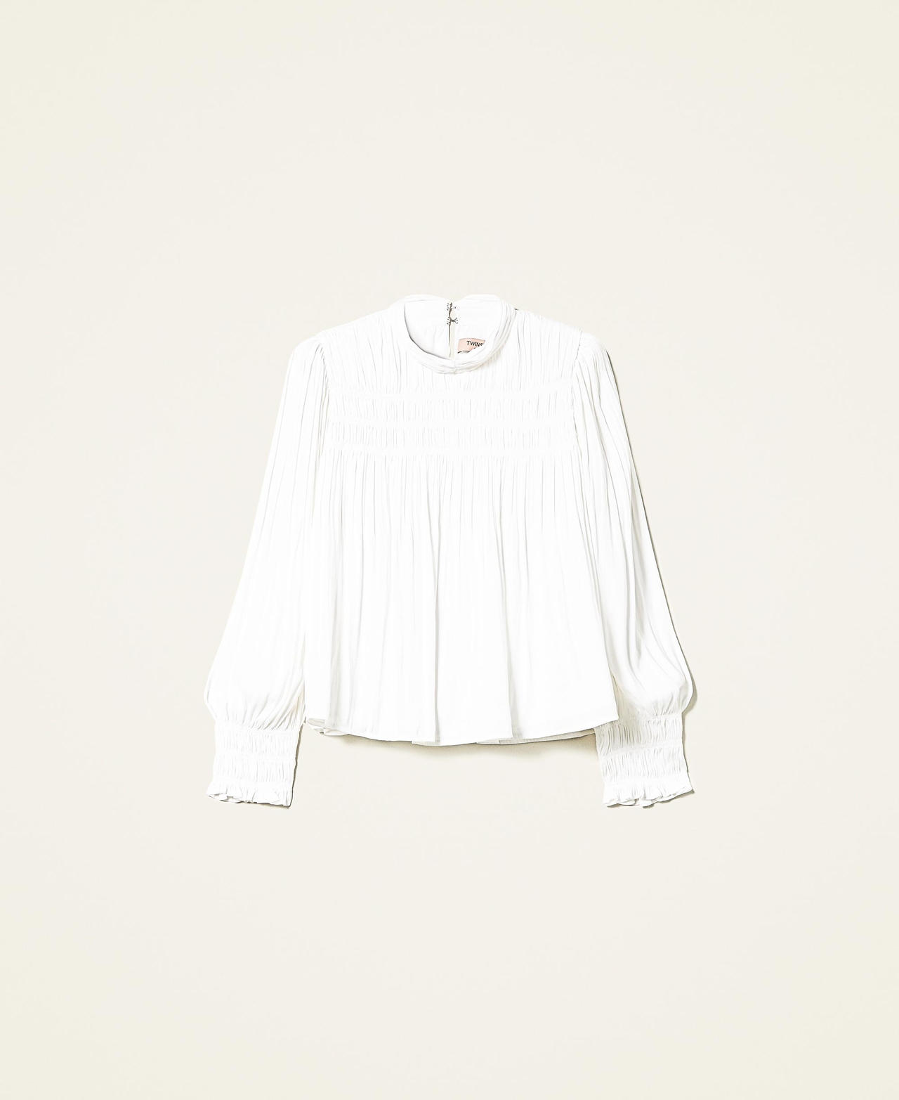 Blusa in raso plissé Bianco Neve Donna 222TP2327-0S