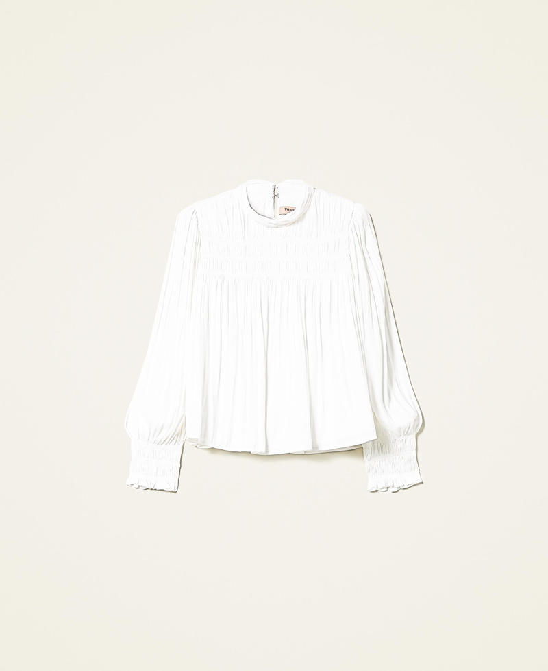 Blusa de raso plisada White Nieve Mujer 222TP2327-0S