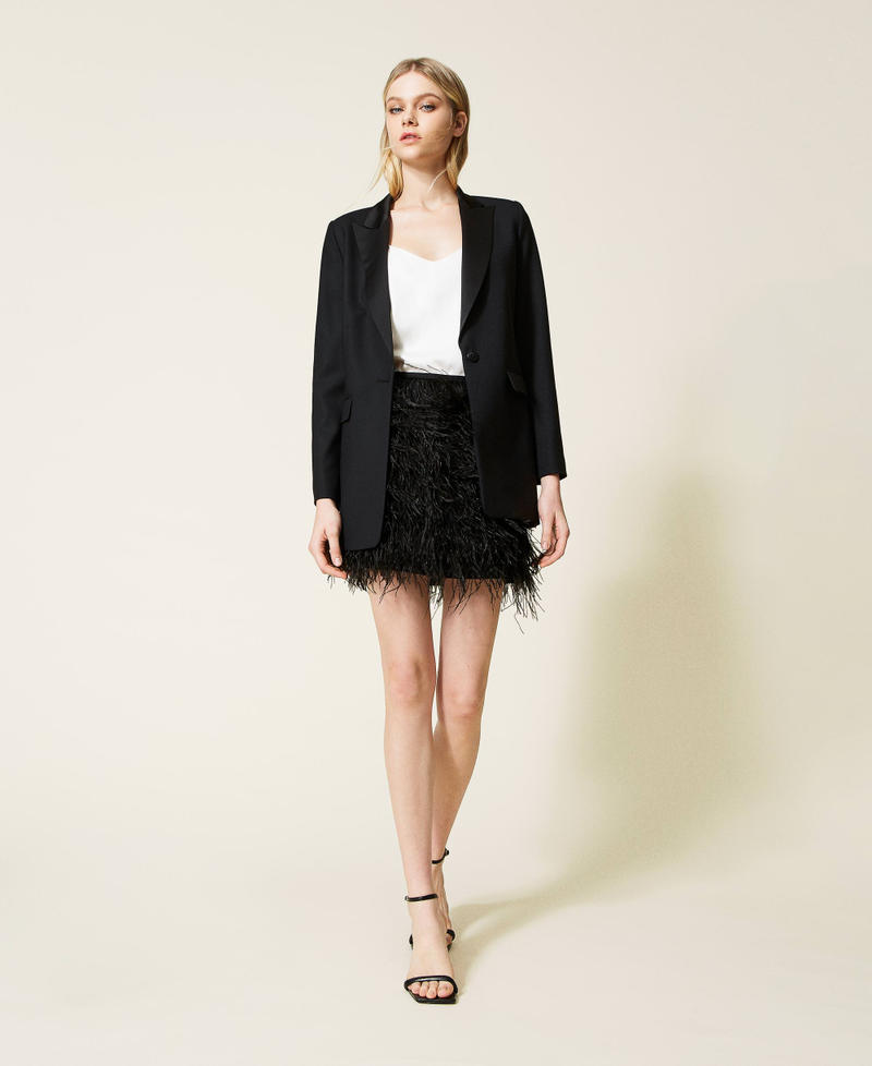 Wool blend and cady blazer Black Woman 222TP2340-0T