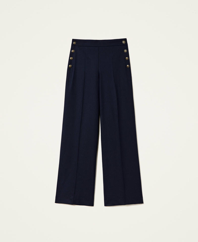 Wide wool blend trousers Midnight Blue Woman 222TP2342-0S
