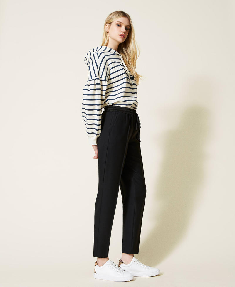 RELAXED WOOL-HOPSACK STRAIGHT-LEG TROUSERS - BLACK | COS