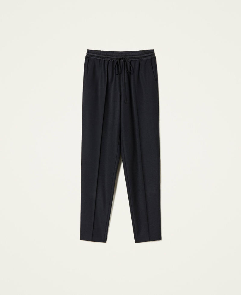 Pantaloni in misto lana con elastico Nero Donna 222TP2343-0S