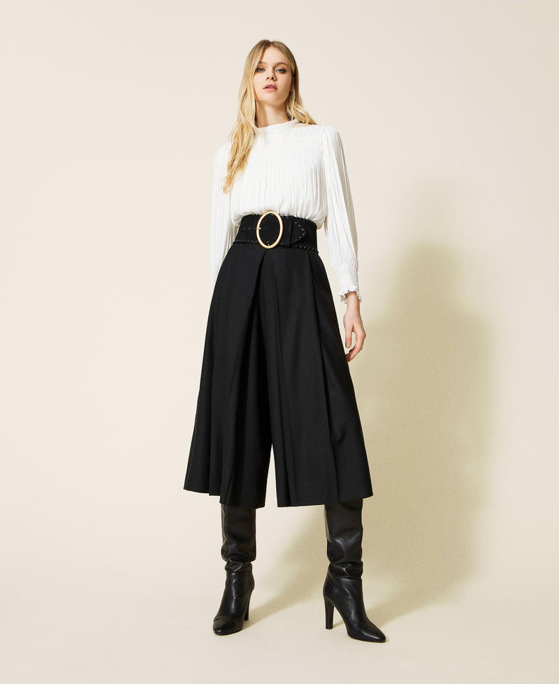Wool blend trouser skirt