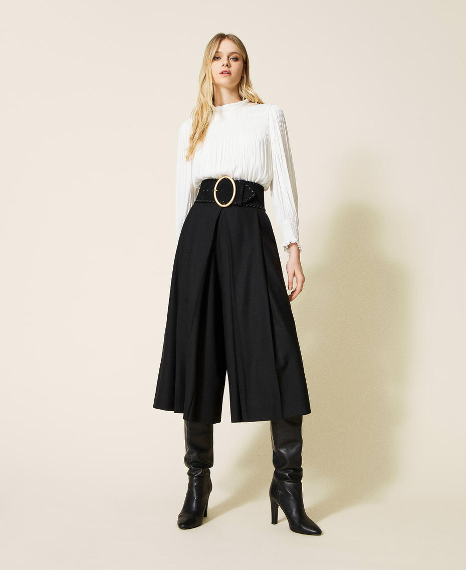 Wool blend trouser skirt