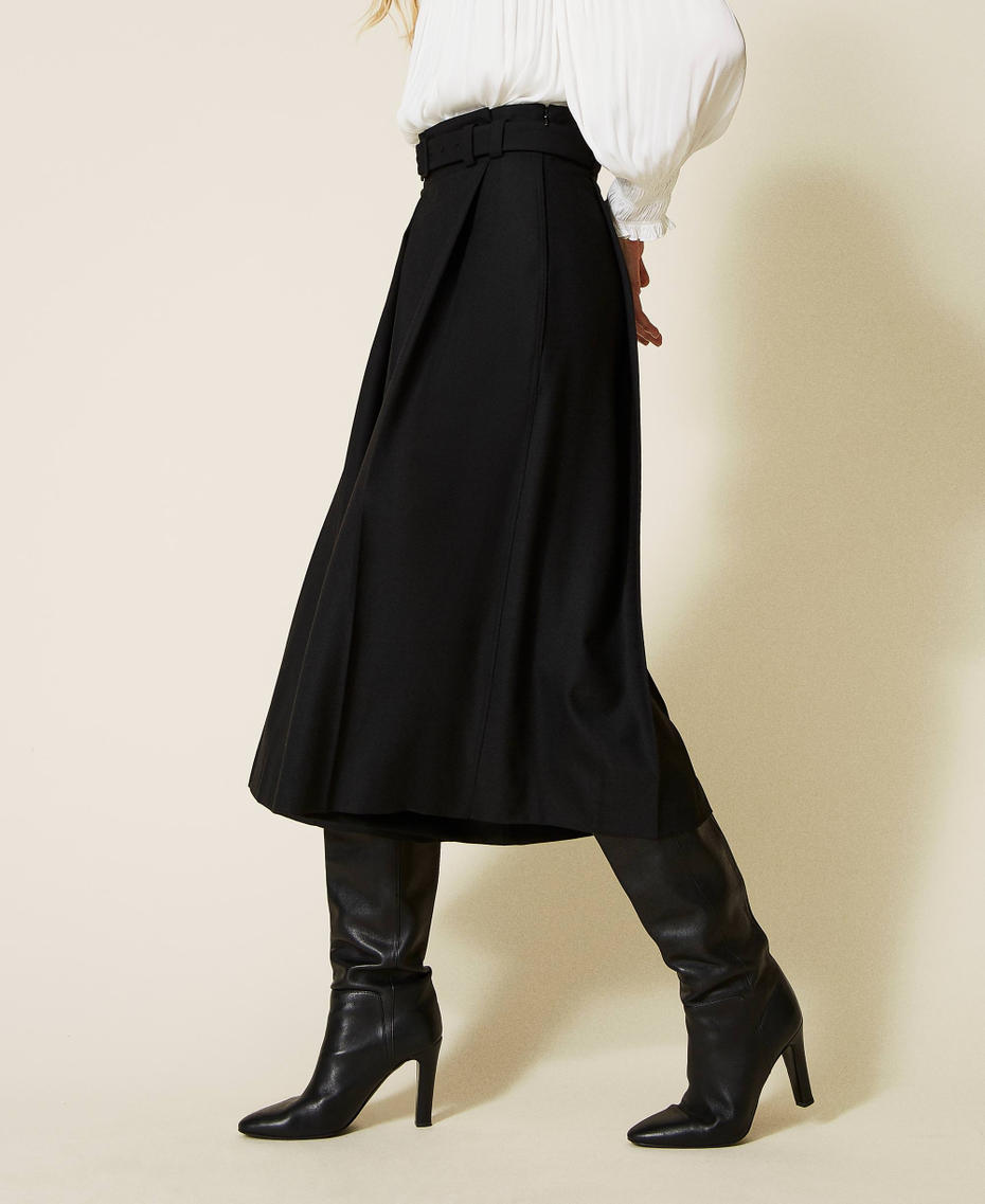 Wool blend trouser skirt Black Woman 222TP2345-03