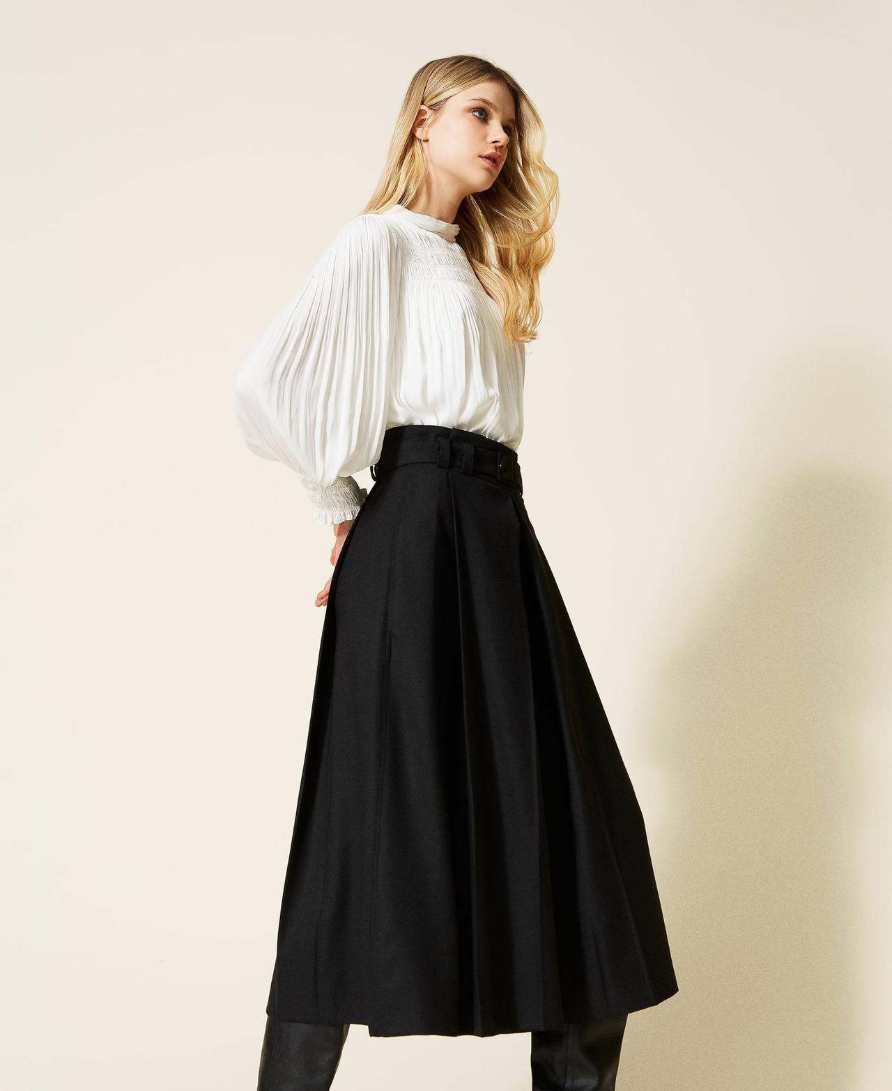 High waisted pleated shop skirt 04