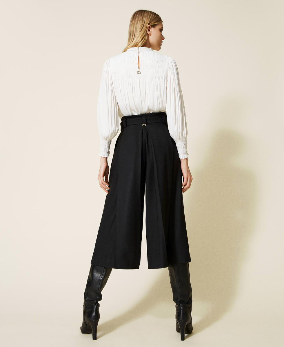 Jupe culotte en laine melangee Femme Noir TWINSET Milano