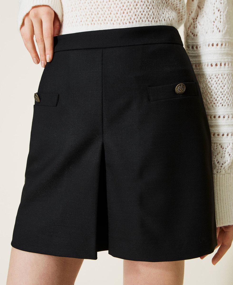 Short en laine melangee Femme Noir TWINSET Milano