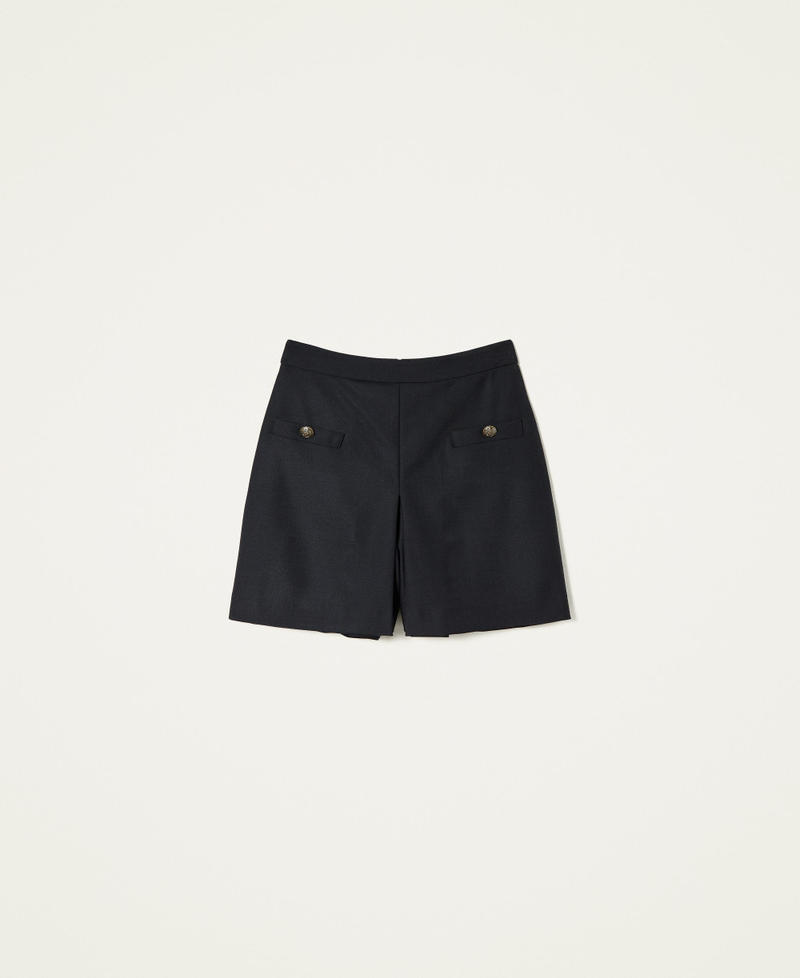 Pantalones cortos de mezcla de lana Negro Mujer 222TP2346-0S