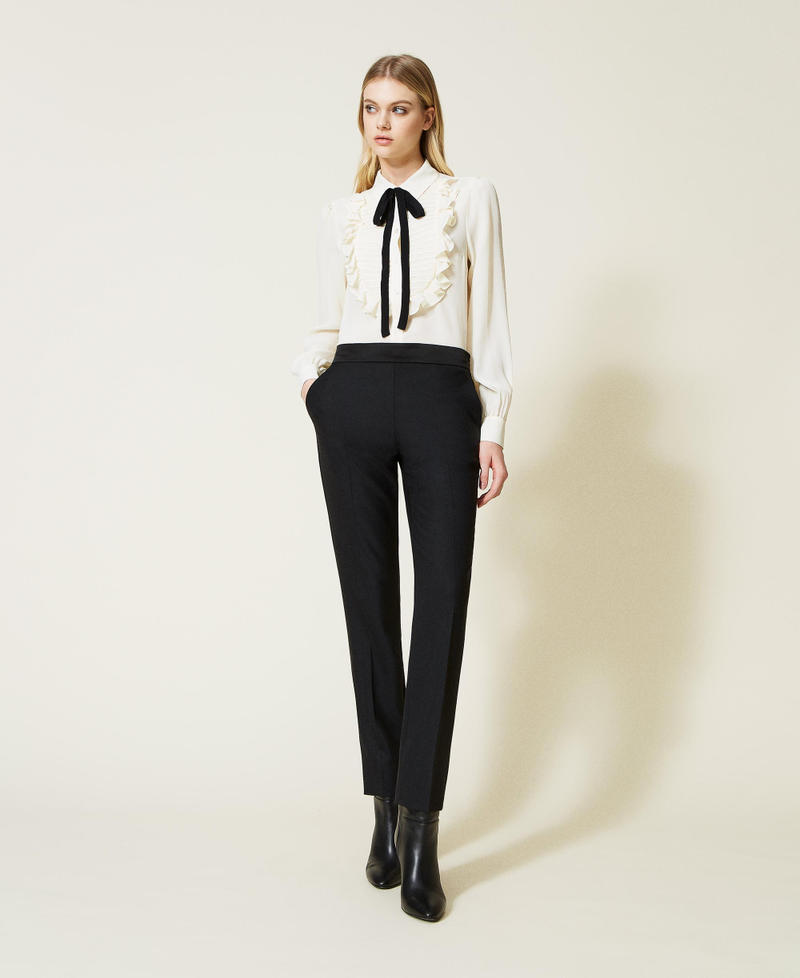 Wool blend cigarette trousers