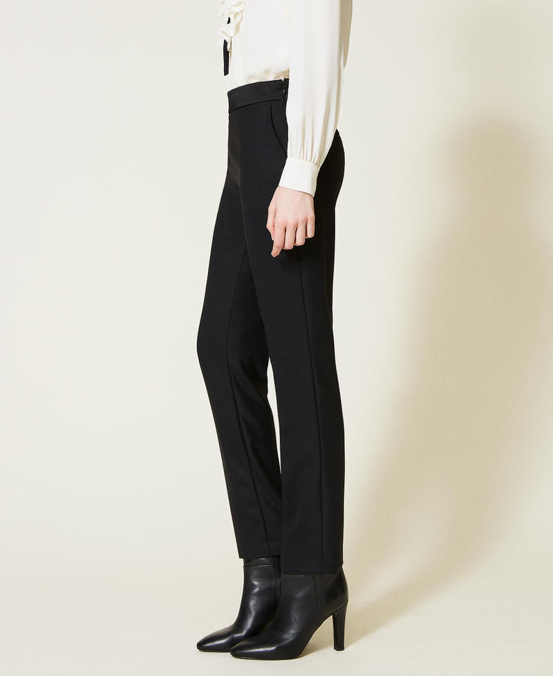 Wool blend cigarette trousers