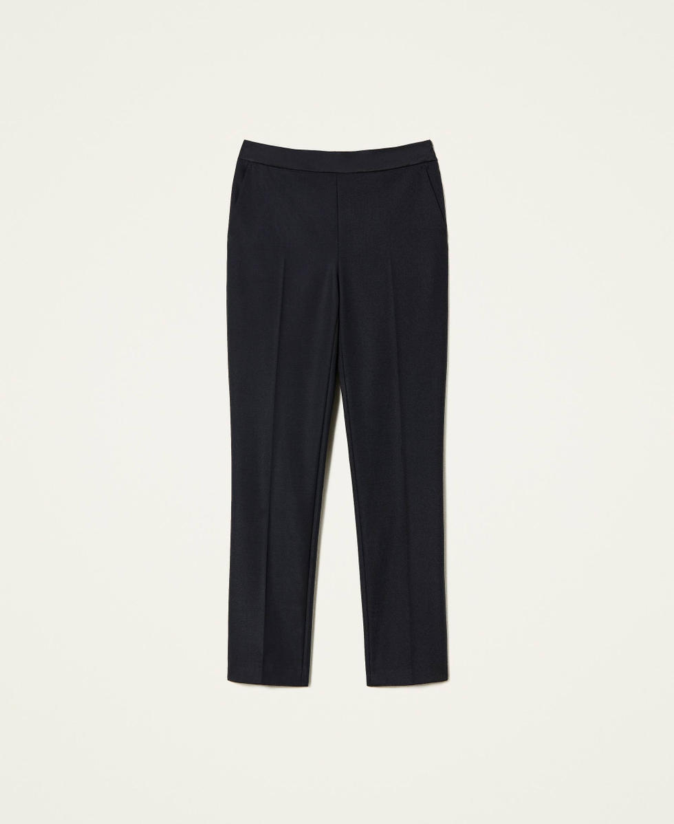Wool blend cigarette trousers