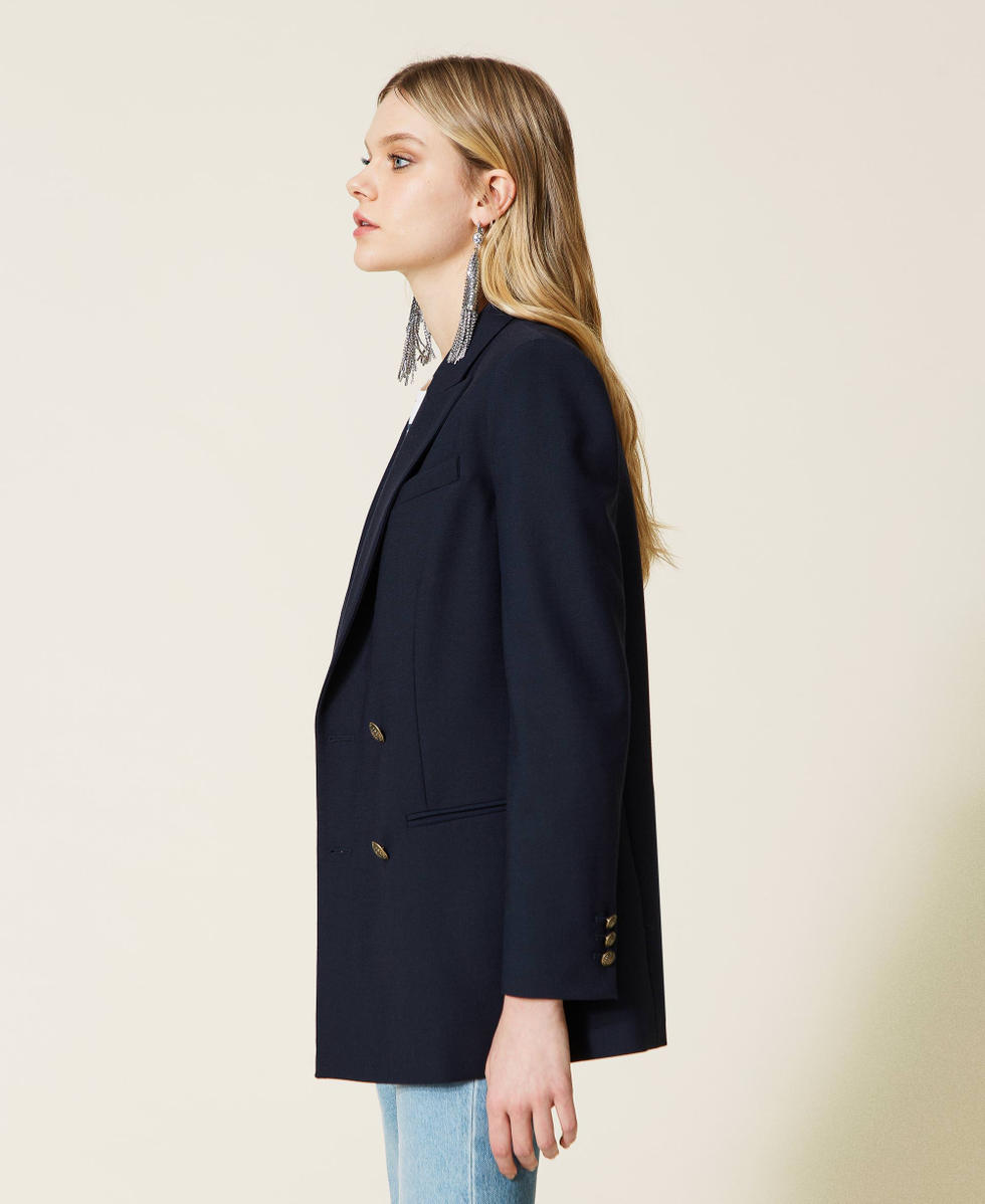 Double-breasted wool blend blazer