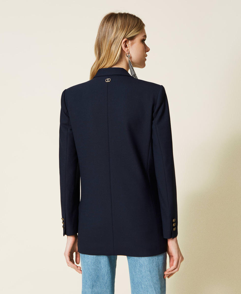 Double-breasted wool blend blazer