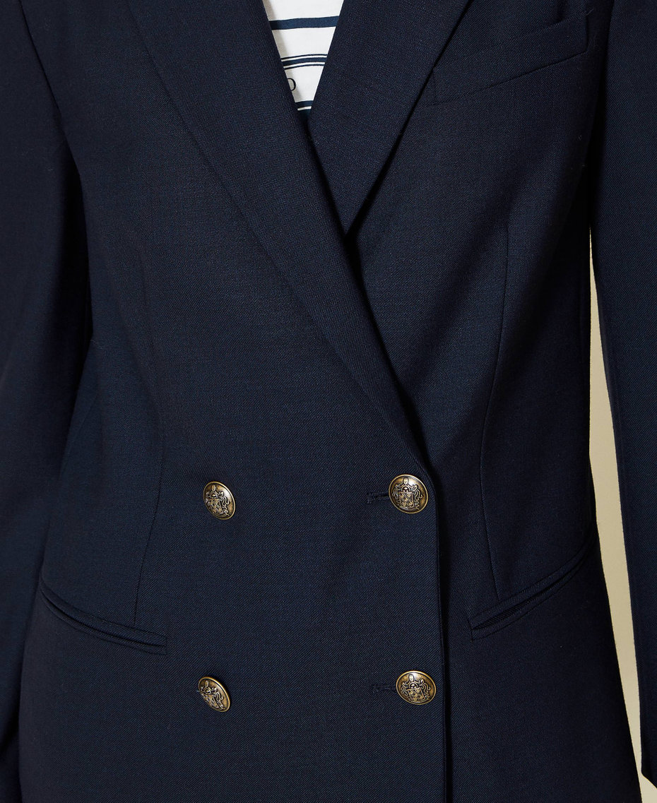 Double-breasted wool blend blazer