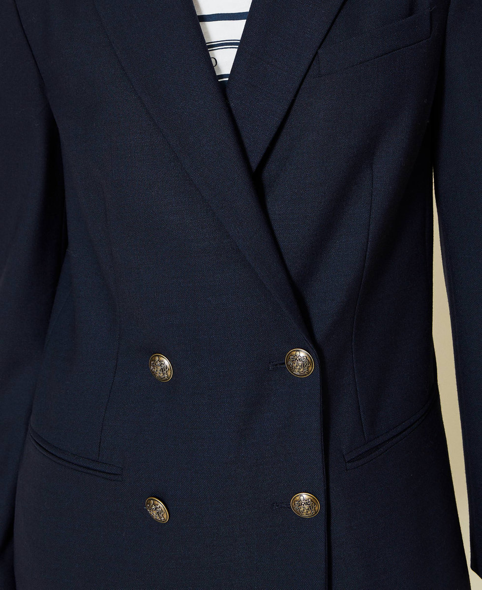 Double-breasted wool blend blazer