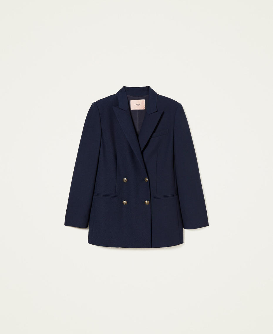 Double-breasted wool blend blazer