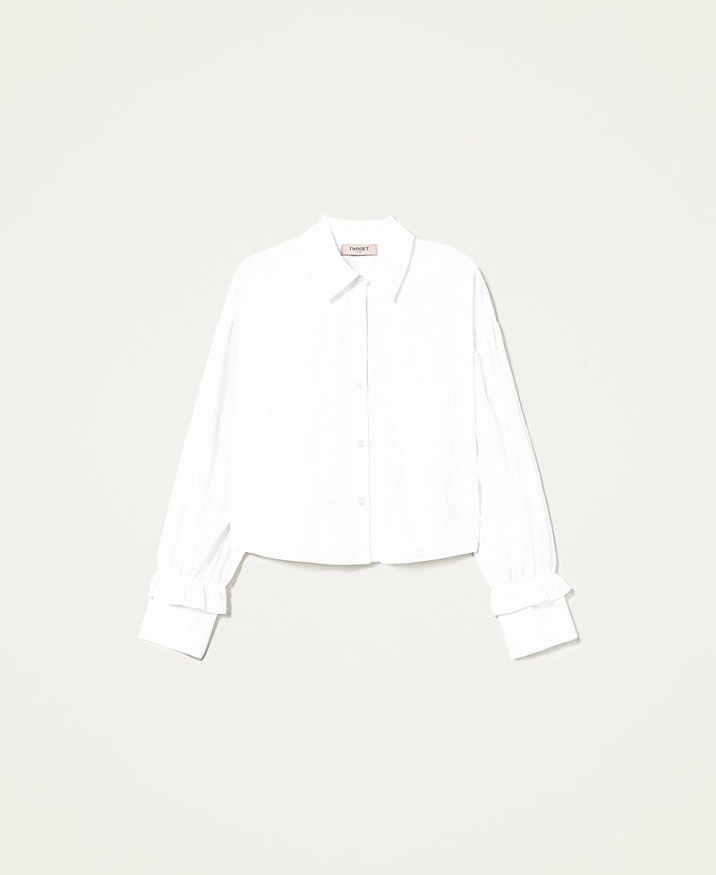 Poplin shirt with frills White Woman 222TP2371-0S