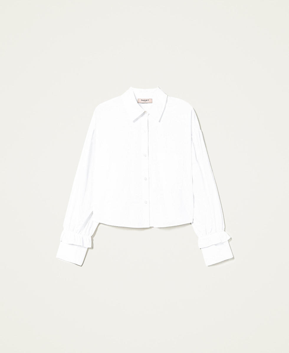 Chemise en popeline volant&eacute;e