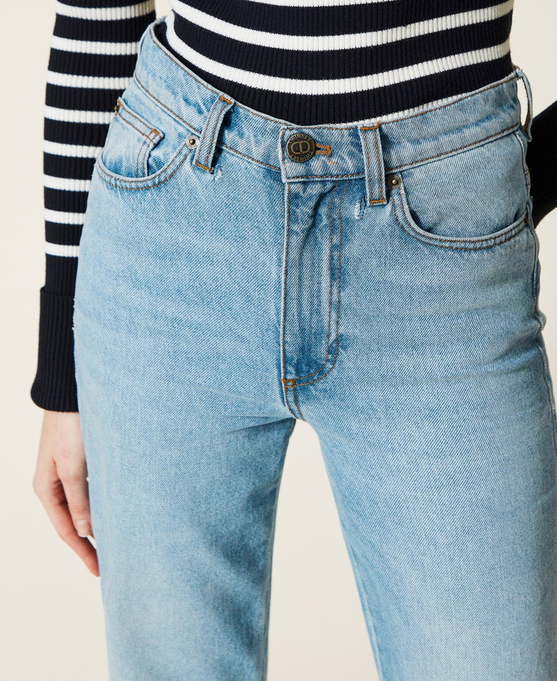 Five-pocket jeans with slits "Mid Denim" Blue Woman 222TP2394-05