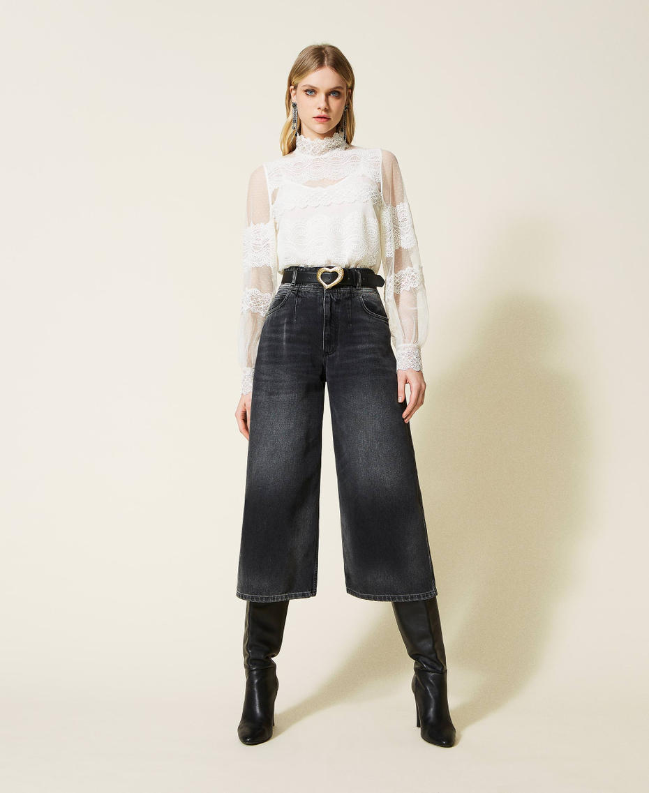 High-Waist-Jeans in Cropped-L&auml;nge