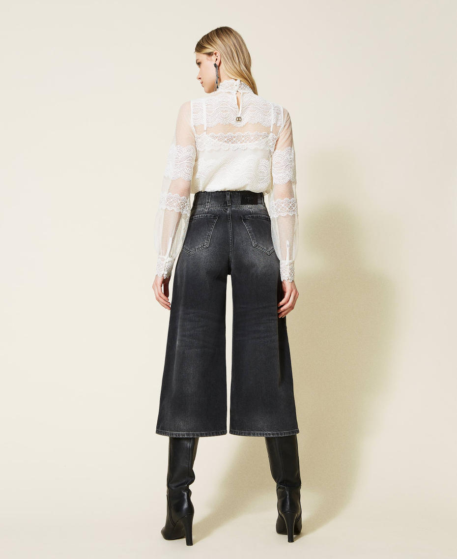 Jean cropped taille haute