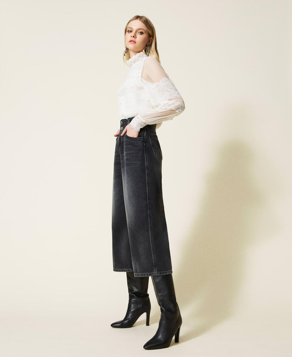 High-Waist-Jeans in Cropped-L&auml;nge