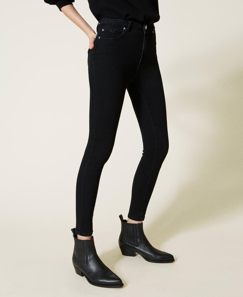 Five-pocket skinny jeans Black Denim Woman 222TP239B-04