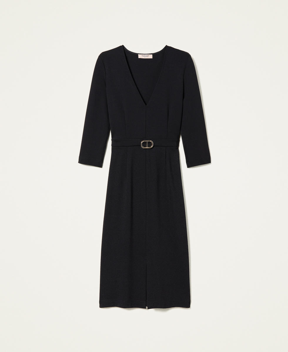 Midi dress with logo Woman, Black | TWINSET Milano
