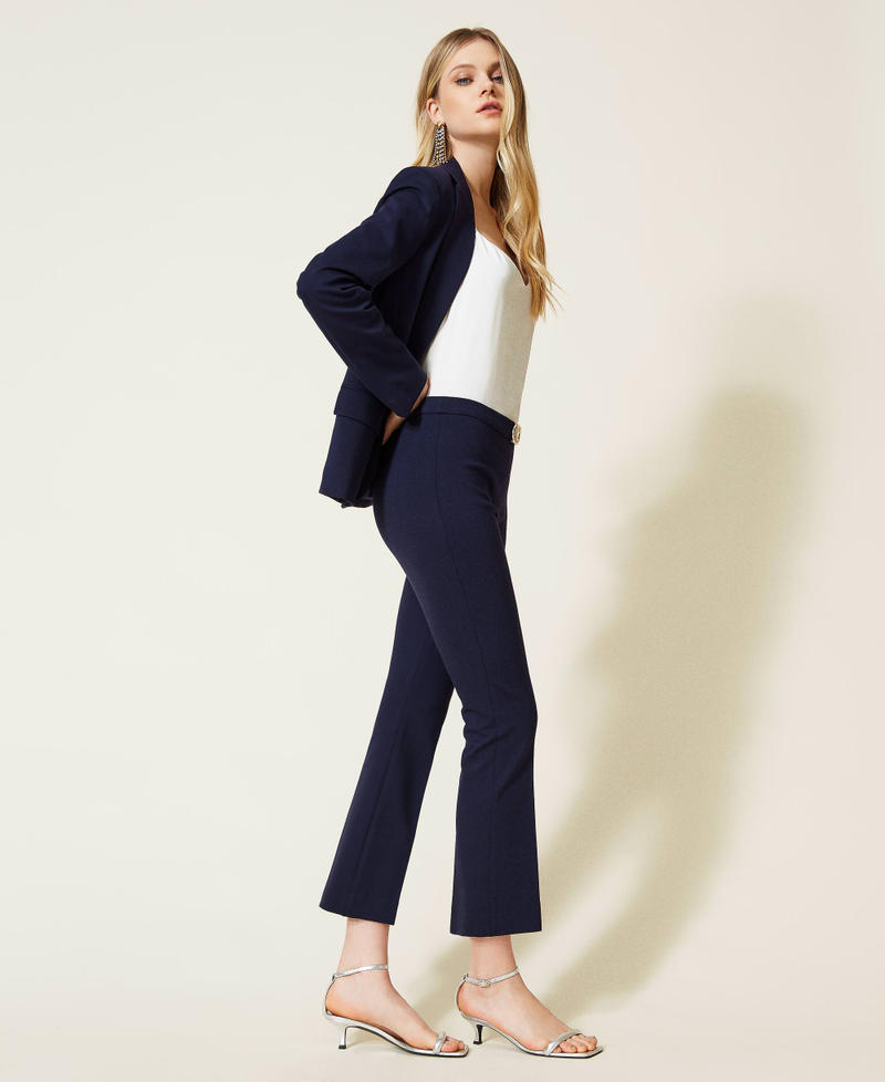 Flared trousers with logo Midnight Blue Woman 222TP2414-02