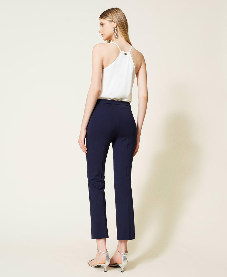Flared trousers with logo Midnight Blue Woman 222TP2414-03