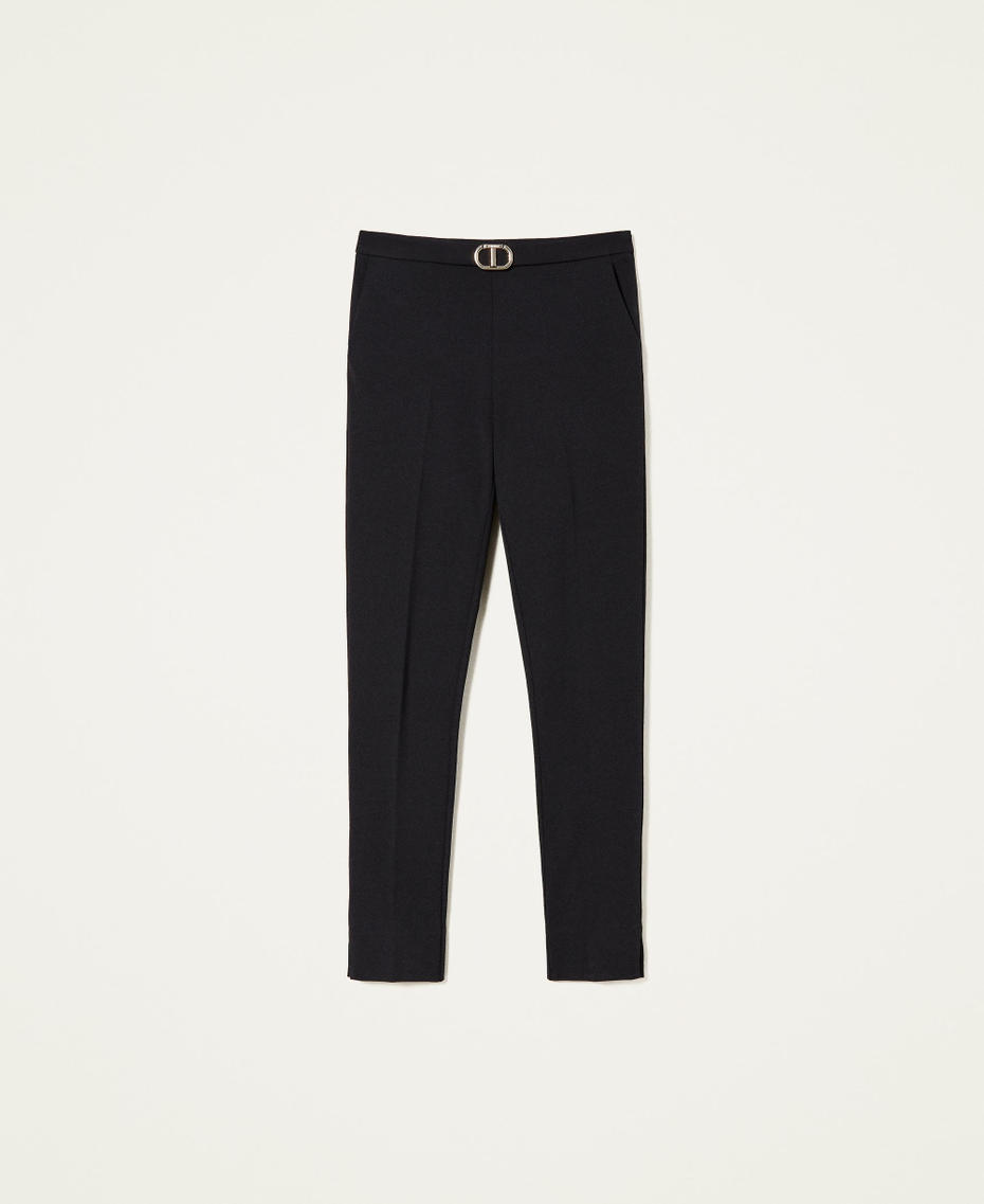 Cigarette trousers with logo Black Woman 222TP2417-0S