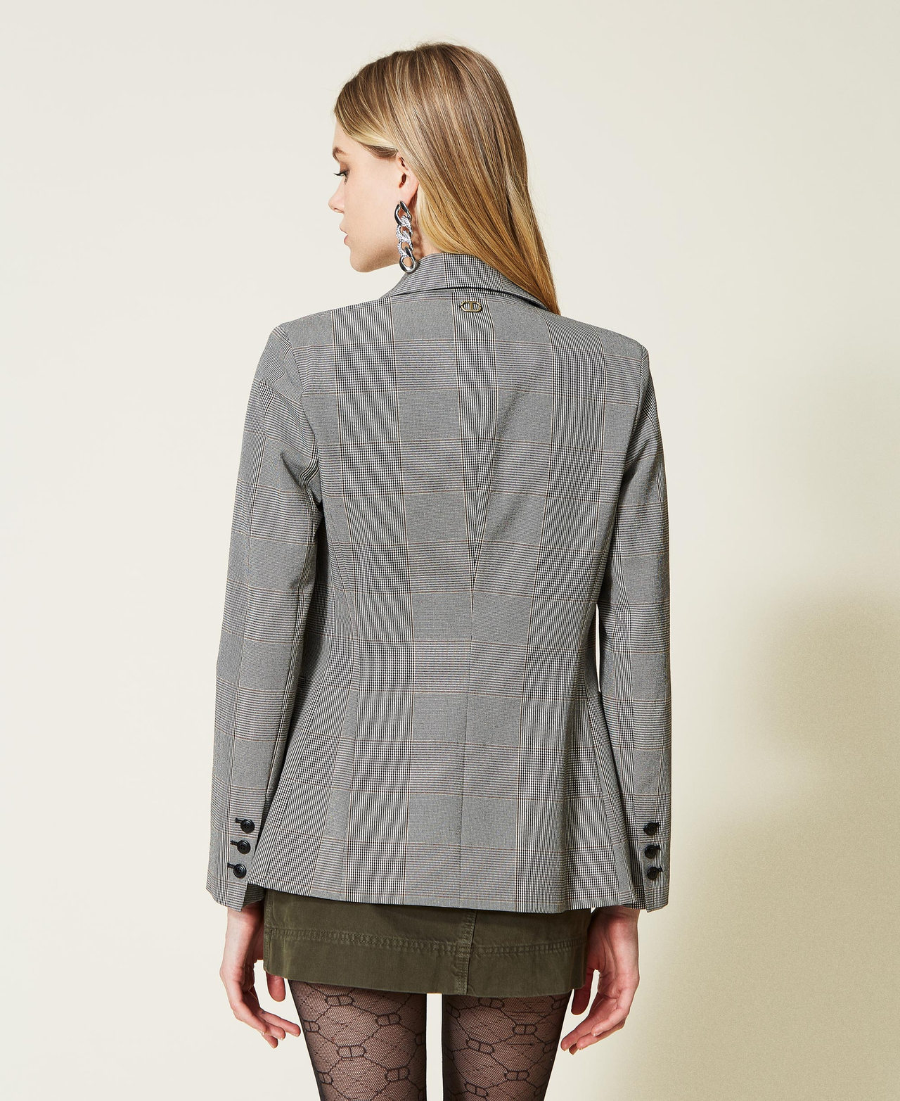 Double breasted plaid jacket top