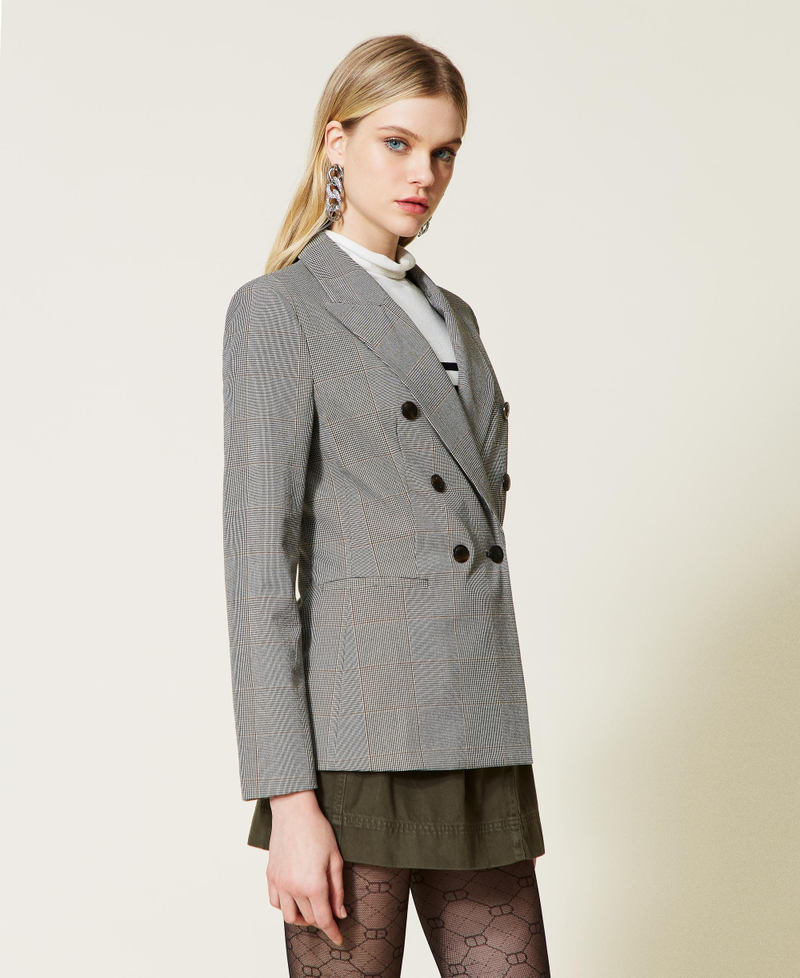 Glen plaid double-breasted jacket