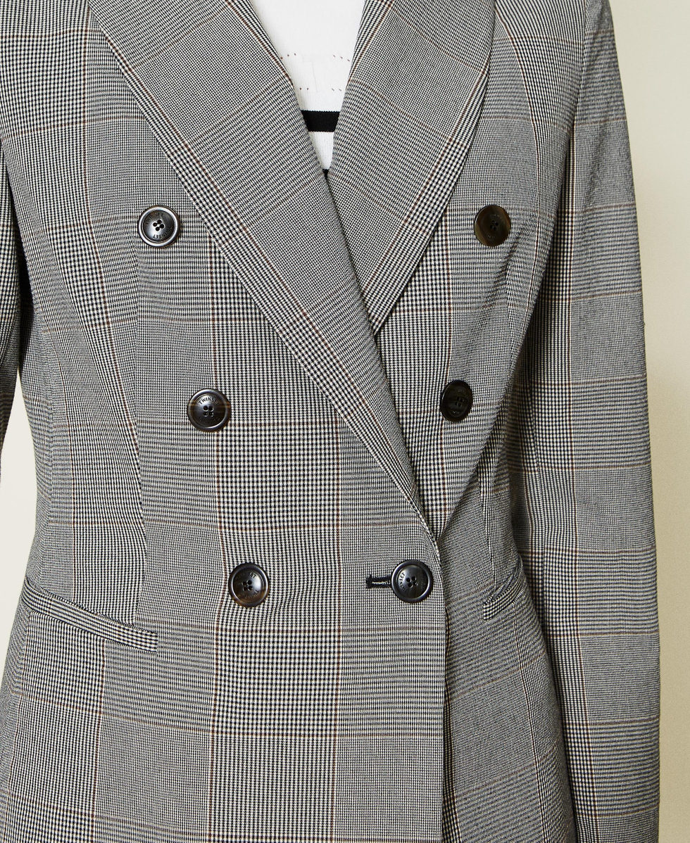 Glen plaid double-breasted jacket