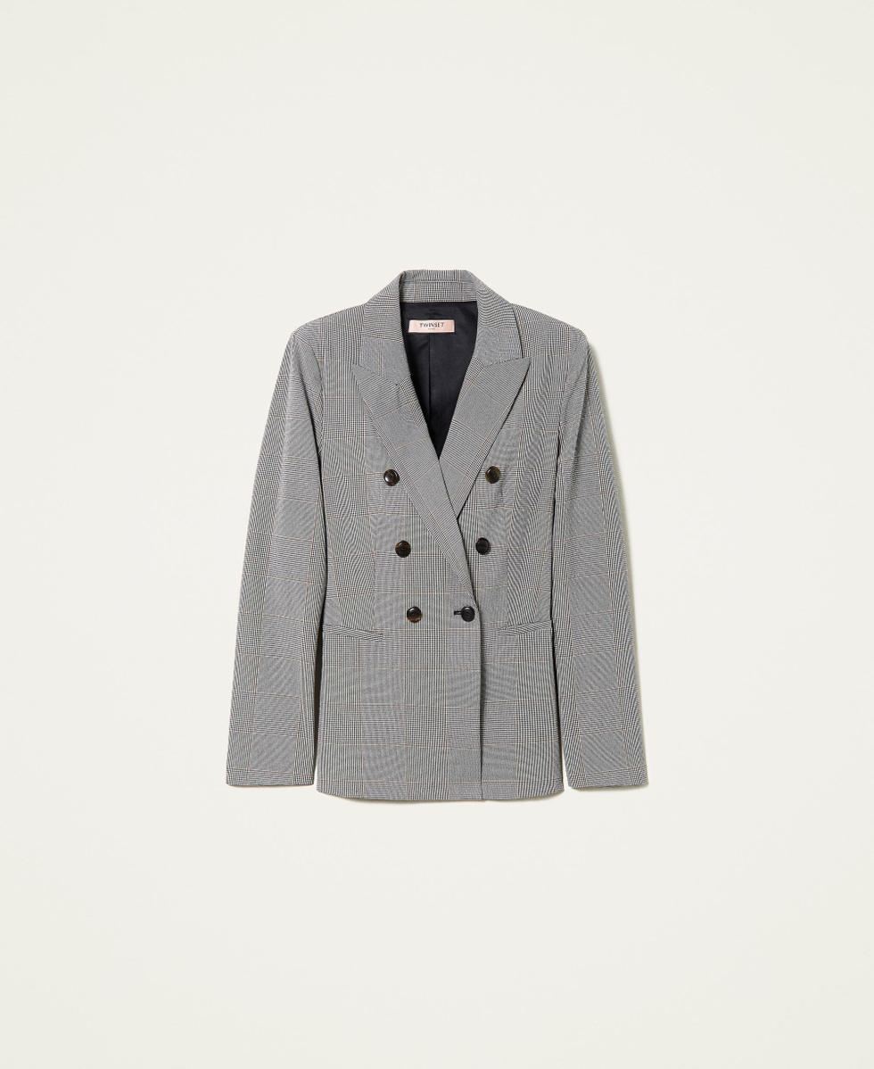 Glen plaid double-breasted jacket