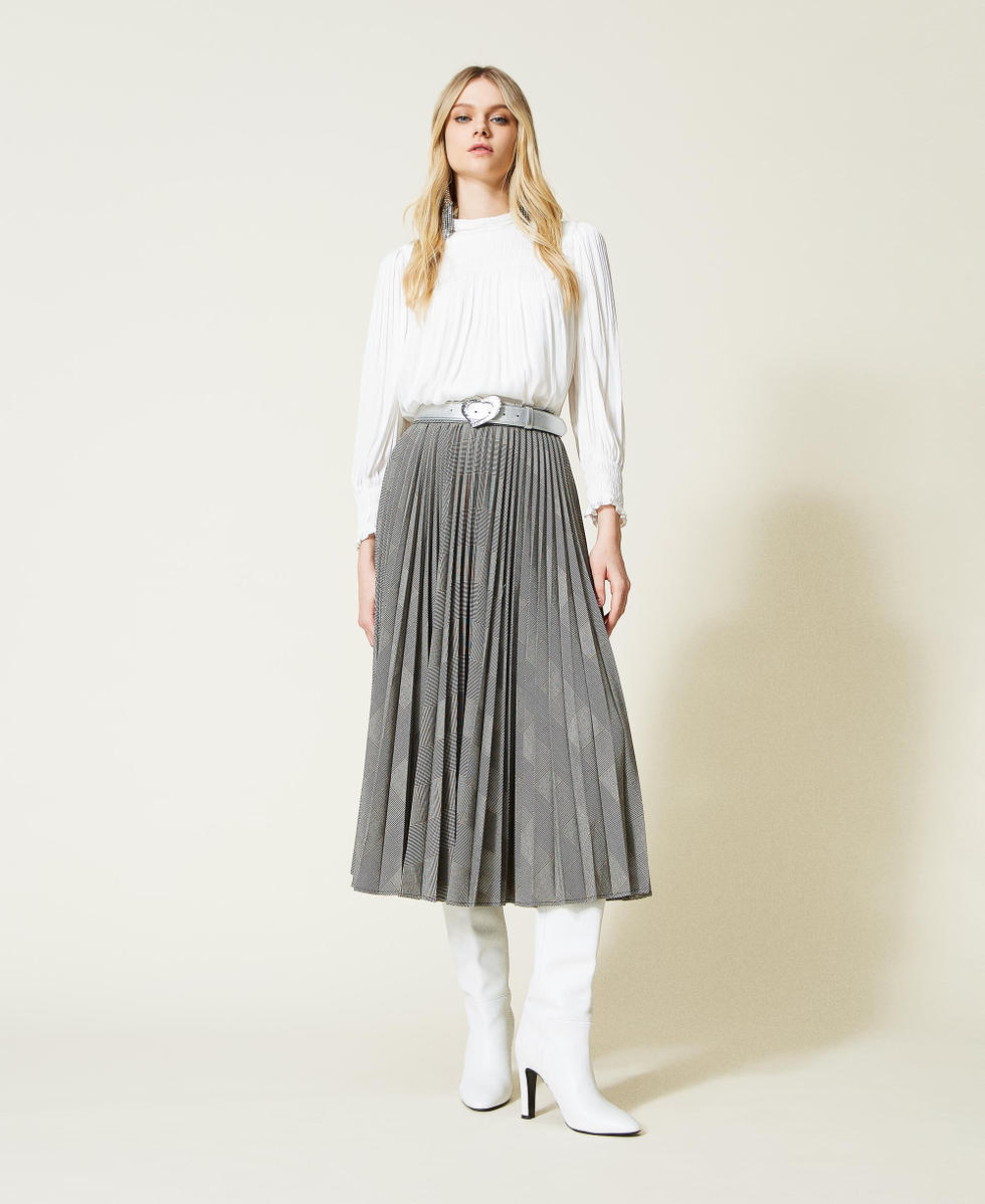 Glen plaid pleated skirt sale