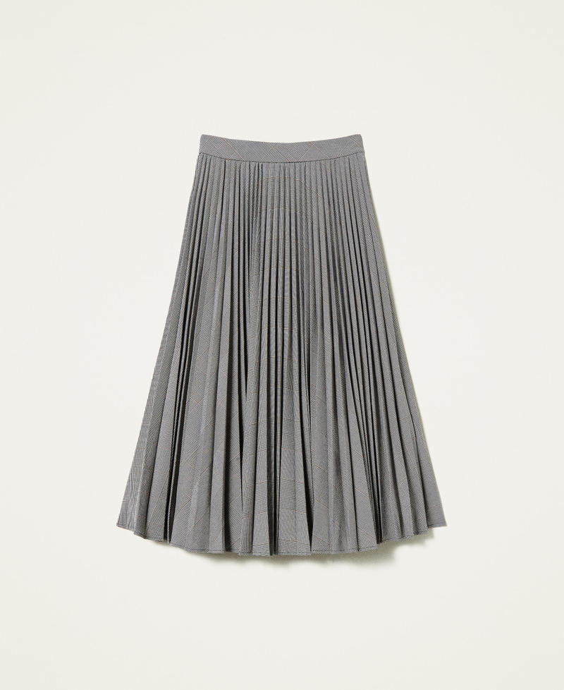 Long glen plaid skirt Black / "Brown Sugar" Brown Glen Plaid Woman 222TP250E-0S