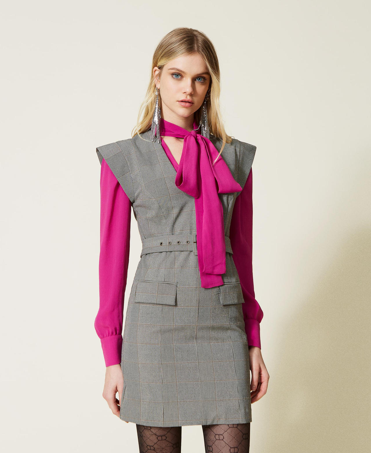 Abito corto in Principe di Galles Donna Grigio TWINSET Milano