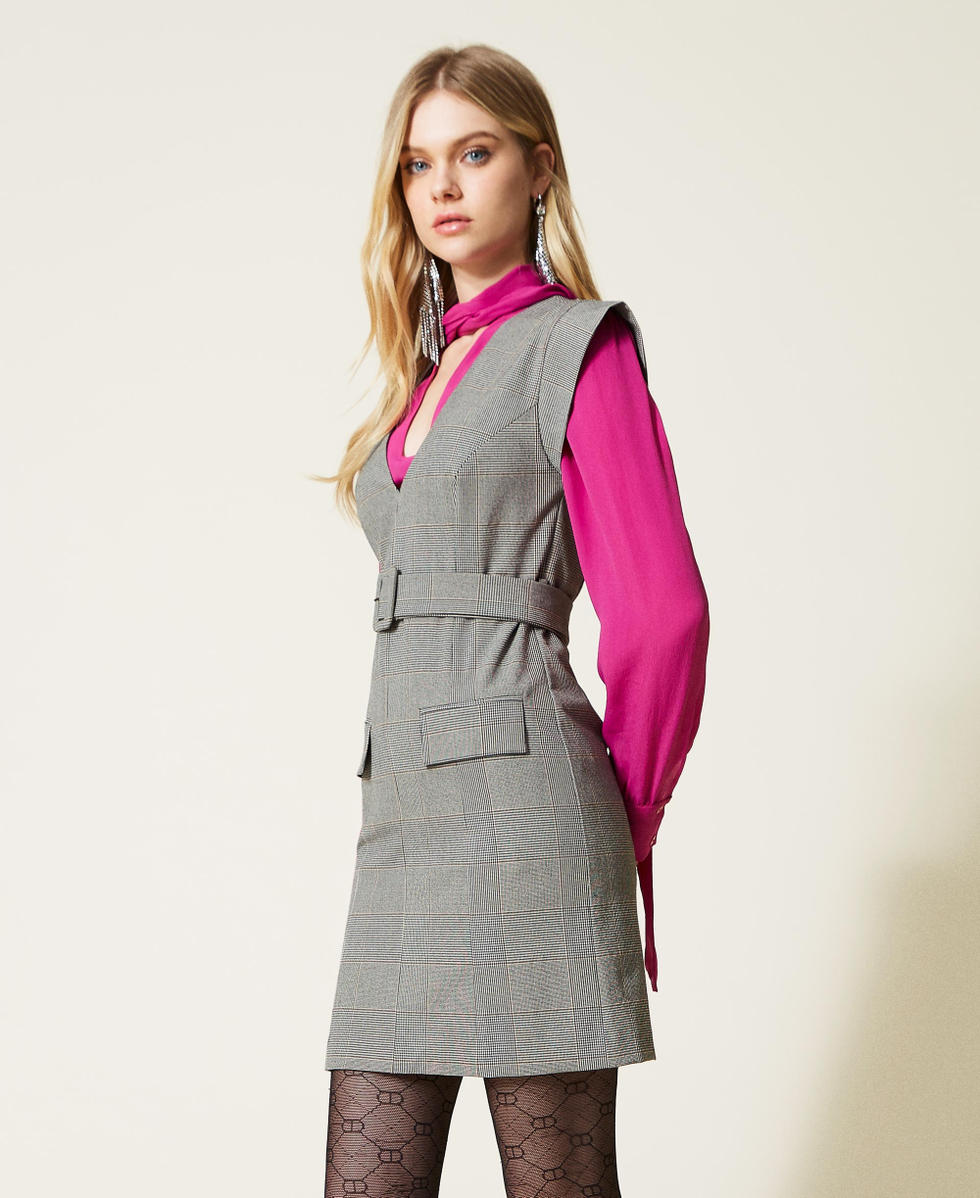 Robe courte en prince de Galles Femme Gris TWINSET Milano