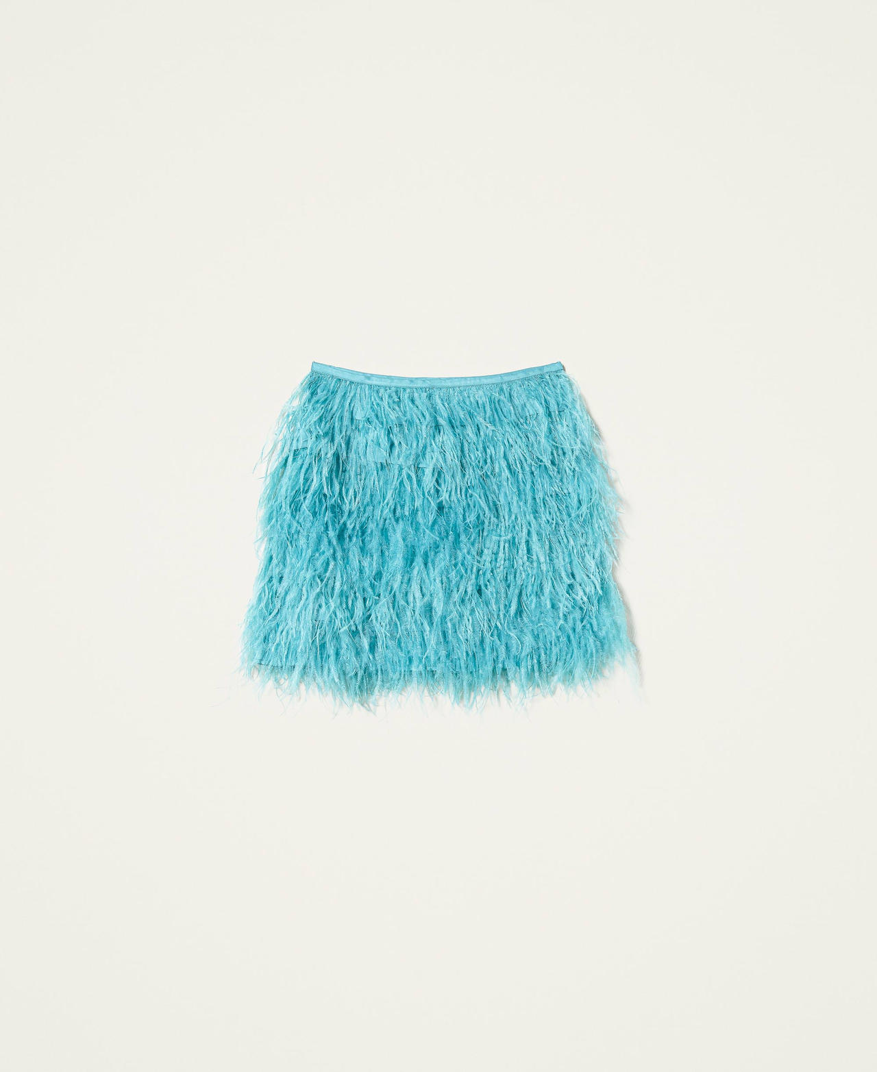 Satin miniskirt with feathers "Bristol” Blue Woman 222TP2601-0S