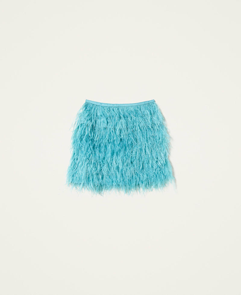 Minifalda de raso con plumas Azul «Bristol» Mujer 222TP2601-0S