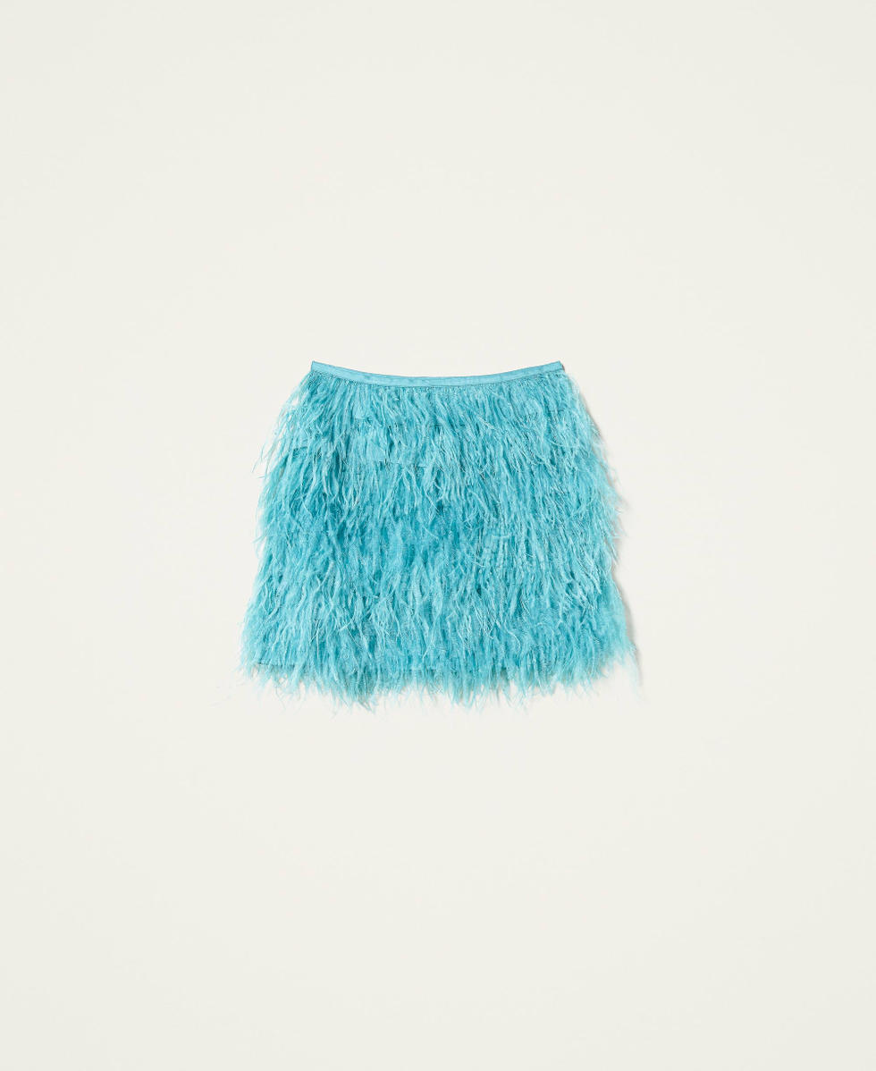 Blue feather skirt zara shop