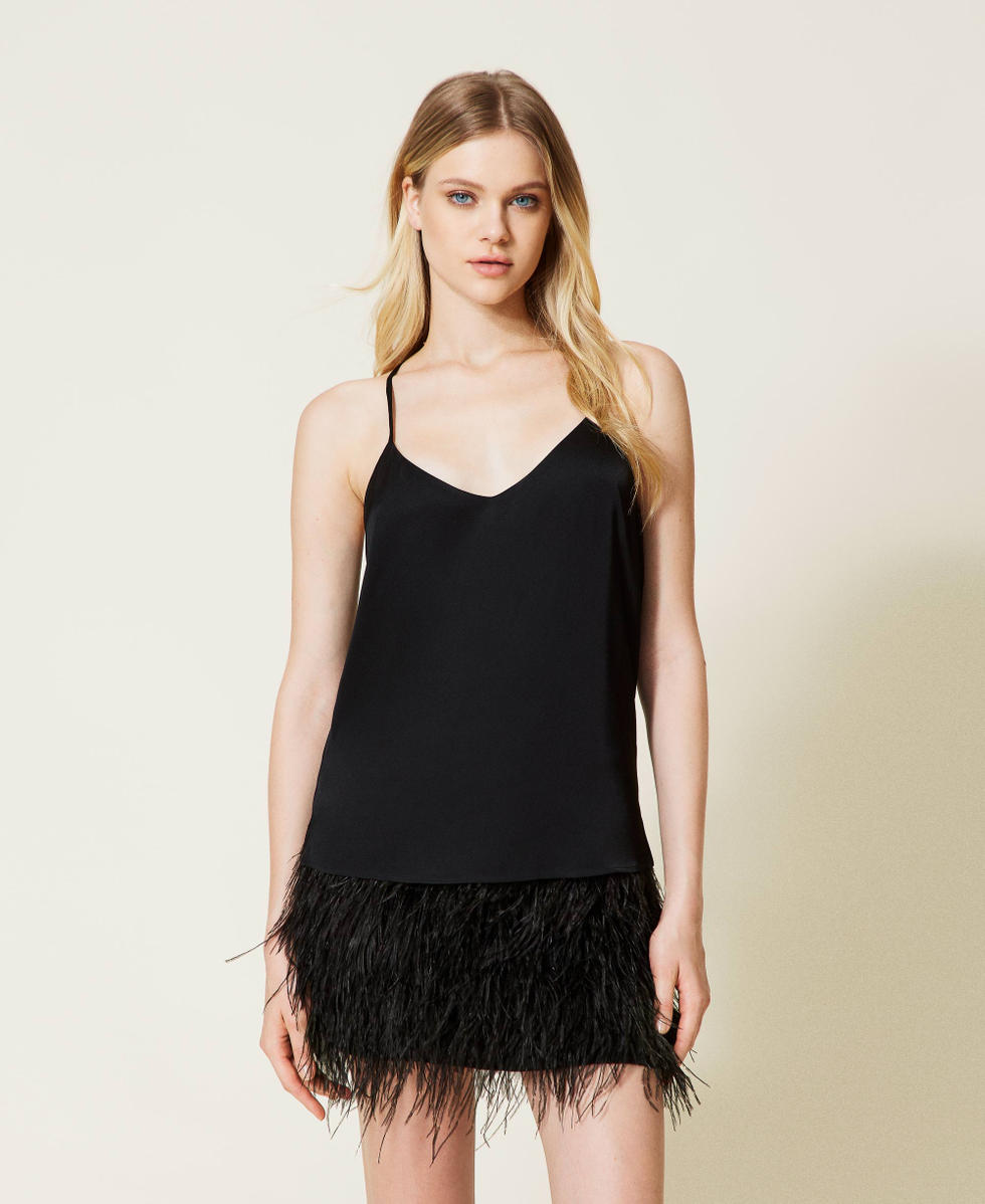 Top con tirantes de raso Negro Mujer 222TP2603_00006_01